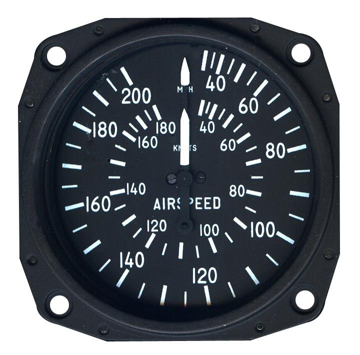Falcon Dual Dial Airspeed Indicator 30-200 mph / 30-180 Knots